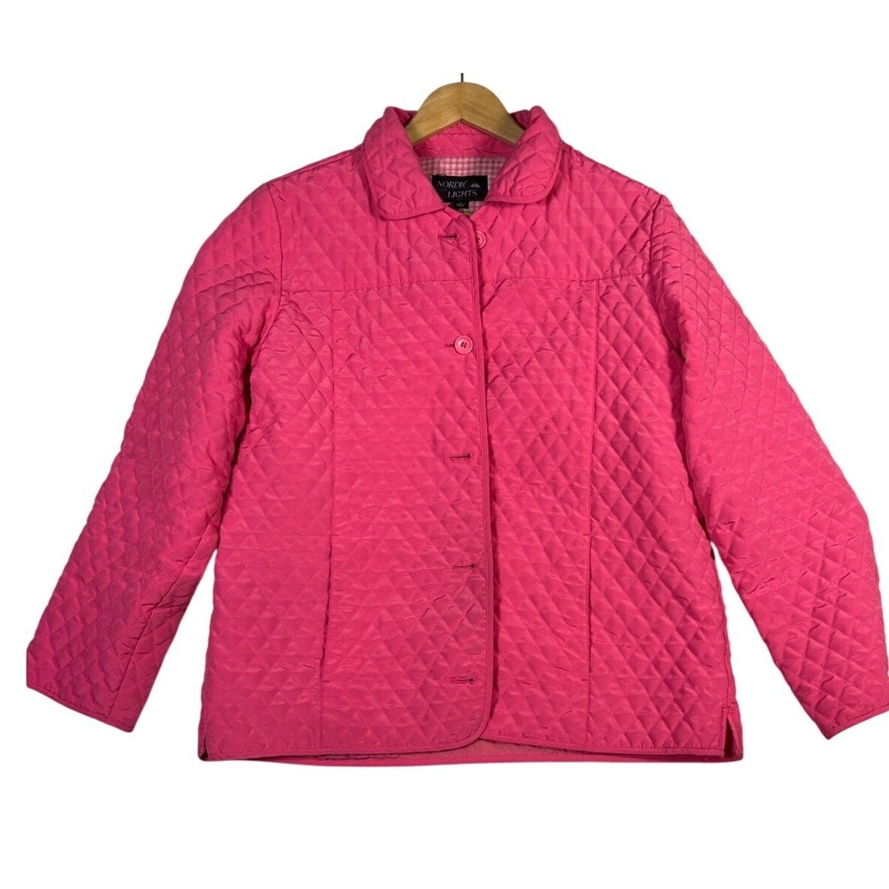 Nordic Lights Quilted Pink Jacket Women's Size L Button‎ Front Size L